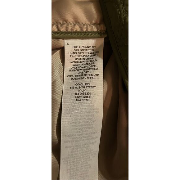 Womens Coach Signature Nylon Quilted Jacket Green Size S - Picture 4 of 6